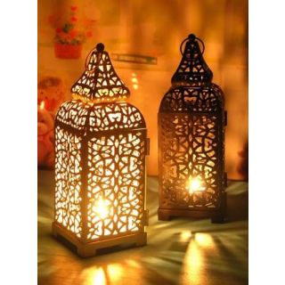 Moroccan Silver Metal Floor Lamp for Indoor and Outdoor Use