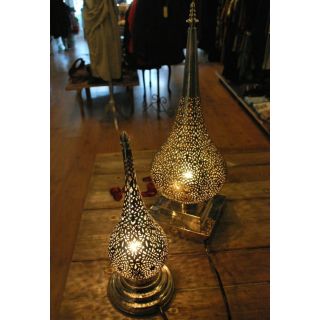 Moroccan Silver Metal Floor Lamp - Handcrafted Elegance