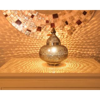 Moroccan Silver Metal Floor Lamp 125 - Handmade Vintage Illumination