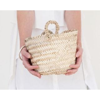 French Market Basket - Handmade Eco-Friendly Straw Handled Storage Basket