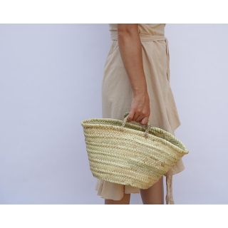 French Handwoven Market Basket - Eco-Friendly Moroccan Artisans Craftsmanship