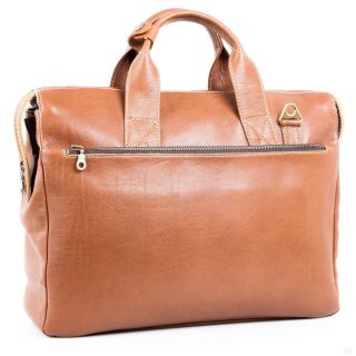 Handmade Tan Leather Laptop Bag with Morocco-Inspired Design