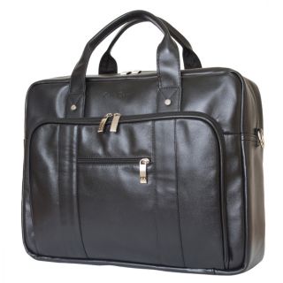 Brown Leather Laptop Bag with Multiple Pockets & Detachable Strap