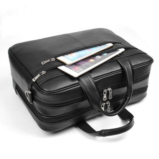 Black Moroccan Leather Laptop Bag - Handmade, Professional Style