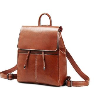 Moroccan Hazelnut Brown Leather Backpack with Spacious Pockets