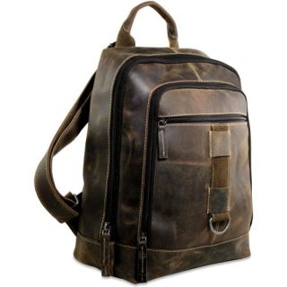 Moroccan Leather Vintage Brown Backpack with Multiple Pockets