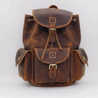 Exquisite Dark Vintage Brown Moroccan Leather Backpack - Premium Quality Craftsmanship