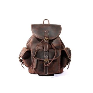 Vintage Brown Moroccan Leather Backpack - Handcrafted Fez Tannery