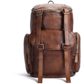 Exquisite Brown Leather Moroccan Backpack - Luxury & Functionality