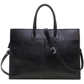 Premium Black Moroccan Leather Handbag with Spacious Compartments