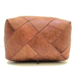 Moroccan Leather Poufs | Handcrafted Tan Square Poufs