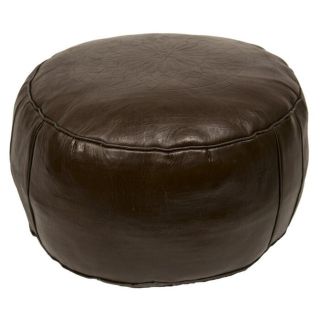 Moroccan Dark Brown Leather Poufs | Handmade Seating Option