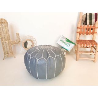 Handcrafted Genuine Leather Moroccan Pouf - Cozy and Stylish Option