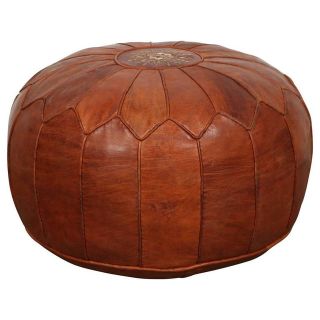 Exquisite Moroccan Leather Pouf 052 - Handmade Luxury Seating