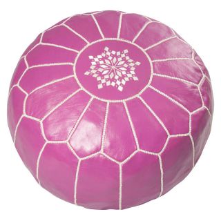 Vibrante Pink Moroccan Leather Pouf - Handcrafted Luxury Pouf