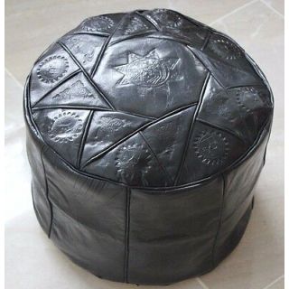 Luxury Moroccan Leather Pouf - Handcrafted Genuine Leather Seating
