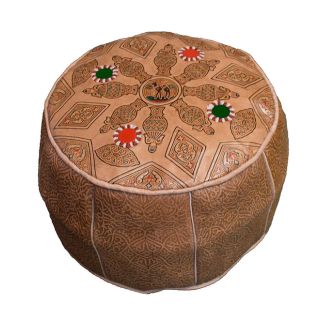 Moroccan Handcrafted Leather Pouf | Cozy Seating Option