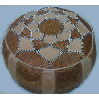 Handcrafted Leather Moroccan Pouf - Premium Genuine Leather