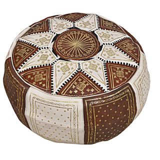 Moroccan Leather Pouf 091 - Handmade Genuine Leather Seating