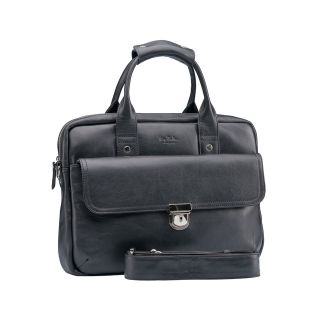 Black Moroccan Leather Messenger Bag with Multiple Pockets