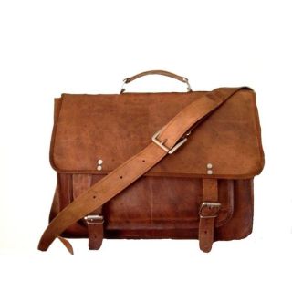 Vintage Brown Leather Messenger Bag with Adjustable Strap