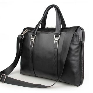 Premium Black Moroccan Leather Messenger Bag with Multiple Compartments