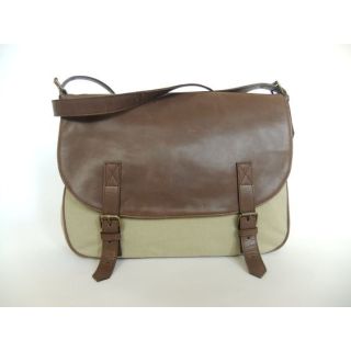 Handmade Moroccan Leather Messenger Bag | Beige & Brown