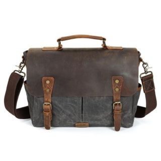 Premium Leather Moroccan Messenger Bag in Gray and Brown - Handcrafted Luxury