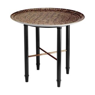 Exotic Moroccan Metal Table with Detachable Tray - Handcrafted Elegance