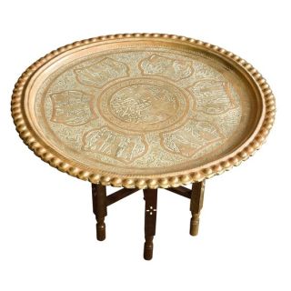 Metal Moroccan Tray Table - Handcrafted Elegance for Your Space