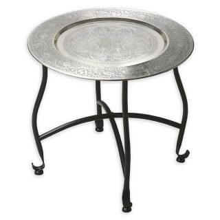 Exotic Moroccan Handmade Metal Side Table | Detachable Tray Top
