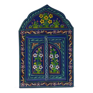 Warm Floral Indigo Vintage Moroccan Mirror