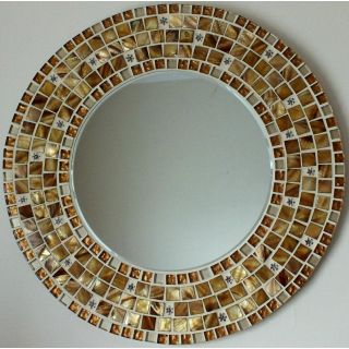 Round Moroccan Mirror in Brown & Gold Mosaic Design