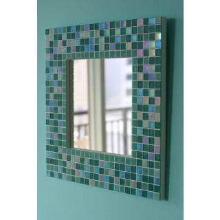 Handcrafted Moroccan Teal Tile Round Mirror