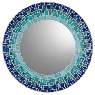 Blue Teal Round Moroccan Mosaic Mirror | Handmade Craftsmanship