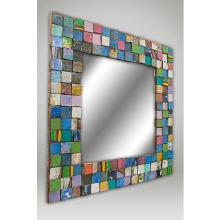 Square Moroccan Mosaic Mirror with Coloured Tile Inlays