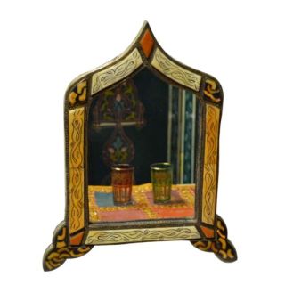 Hand-Carved Moroccan Arch Wooden Mirror