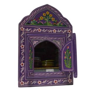 Purple Floral Moroccan Hand-Painted Vintage Mirror