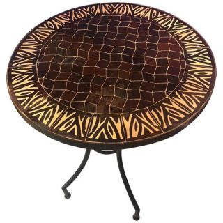 Handcrafted Moroccan Mosaic Dining Table, Reclaimed Glazed Tiles