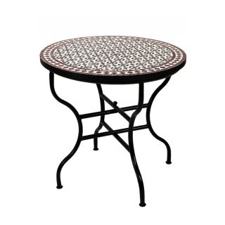 Handcrafted Moroccan Mosaic Table - Ivory & Tan Glazed Tiles
