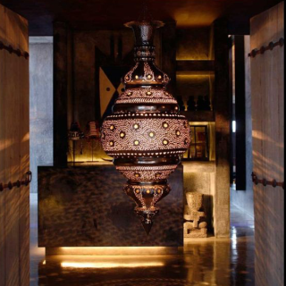 Dark Brass Moroccan Pendant Lamp - Handmade Traditional Design