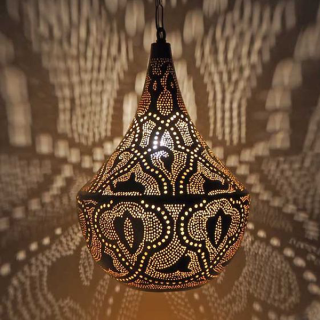 Handcrafted Moroccan Brass Pendant Lamp - Vintage Charm