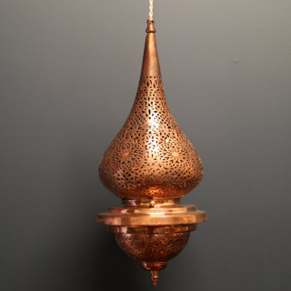 Moroccan Circular Pendant Lamp - Handmade Bronz Punched Metal