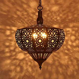 Handcrafted Moroccan Pendant Lamp in Dark Metal - Vintage Charm and Timeless Appeal