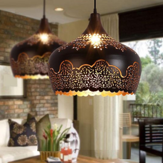 Handmade Moroccan Half Circle Pendant Lamps - Vintage Charm for Indoor/Outdoor Lighting