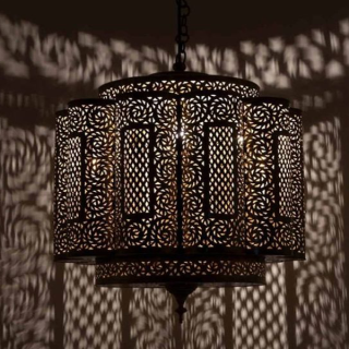 Elegant Dark Copper Moroccan Pendant Lamp - Handcrafted Indoor/Outdoor Lighting