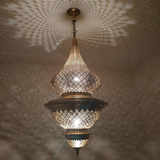 Metal Circle Moroccan Pendant Lamp - Handcrafted Vintage Lighting