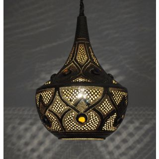 Dark Brass Handcrafted Moroccan Pendant Lamp - Vintage Elegance for Indoor & Outdoor Settings
