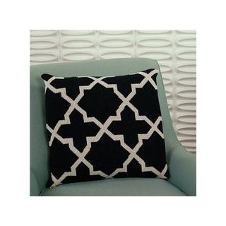 Handwoven Quaterfoil Lattice Moroccan Pillow - Black & White