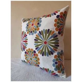 Handmade Moroccan Floral Throw Pillow - Vibrant Flower Pattern - Cozy and Stylish Home Decor